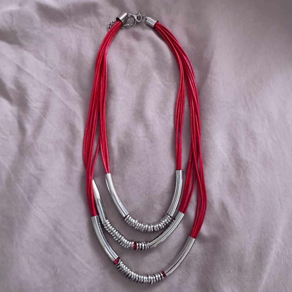 Elegant Red and Silver Necklace